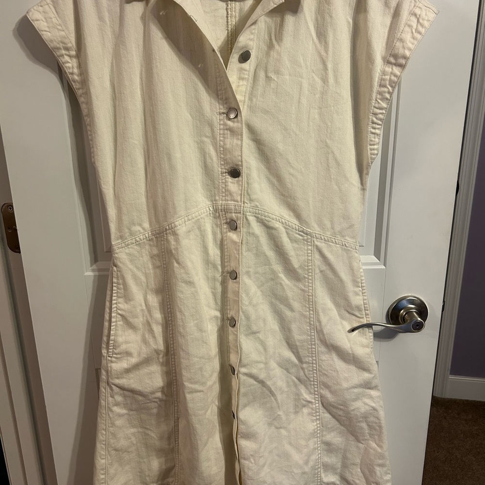 Universal Thread Cream Midi Sundress with Notched Collar